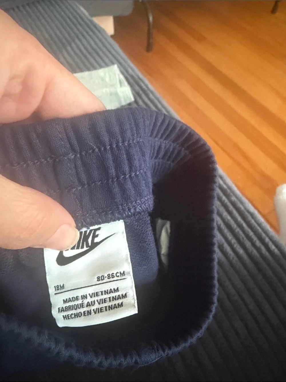 Nike Navy Shorts with White Logo - Kids